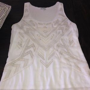 Express, white Chiffon and Knit Camisole